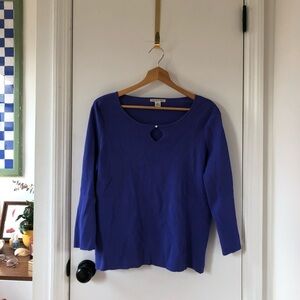 Vintage Casual Corner Purple Keyhole Top Women’s XL Long Sleeve Knit w/Pearl